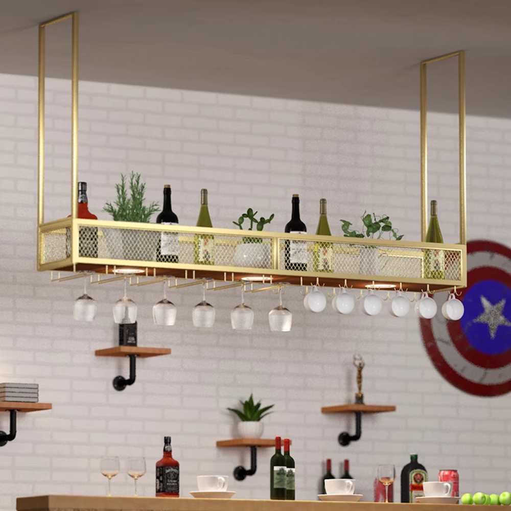 천장 와인랙 진열대 걸이 와인잔 보관 양주 진열장 바 80cm - 상세 이미지 4