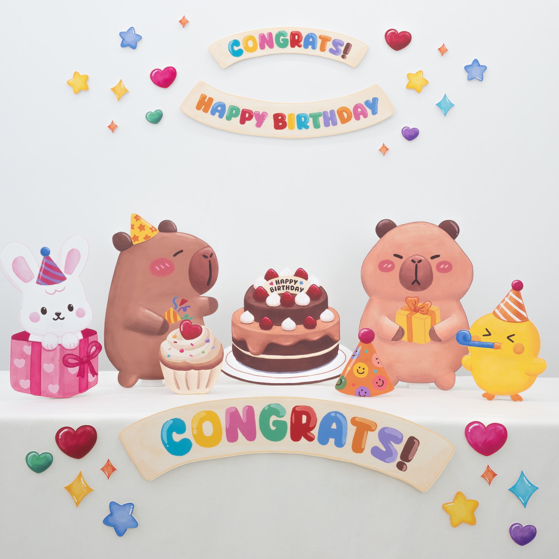 [미소쌤] 카피바라 파티 포토존 생일 기념일 행사 환경구성 데코 소품 - 상품 이미지