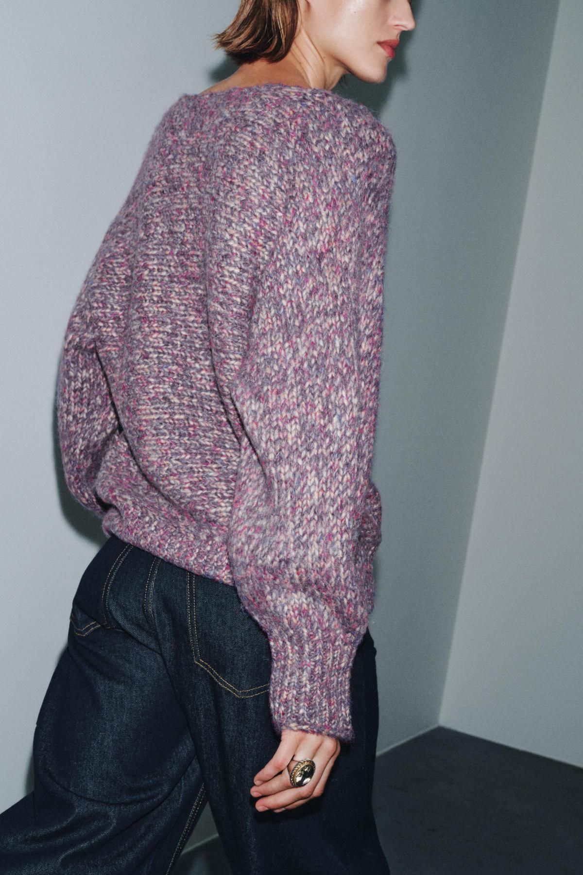 자라 오버핏 멀티컬러 니트 스웨터 3859/103 LILAC - 상세 이미지 4
