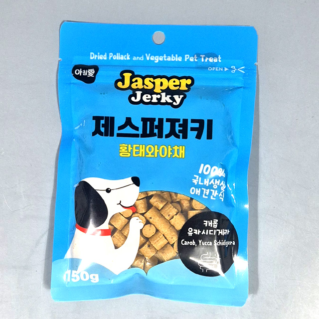 아침애 제스퍼 져키 국내생산 간식 황태와야채, 150g, 4개 - 상품 이미지