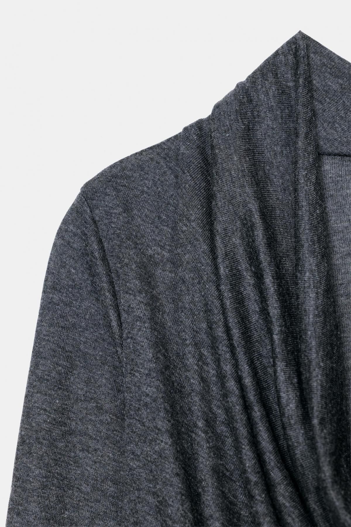 자라 드레이프 라이오셀 혼방 긴팔 티셔츠 3431/638 DARK GREY MARL - 상세 이미지 5