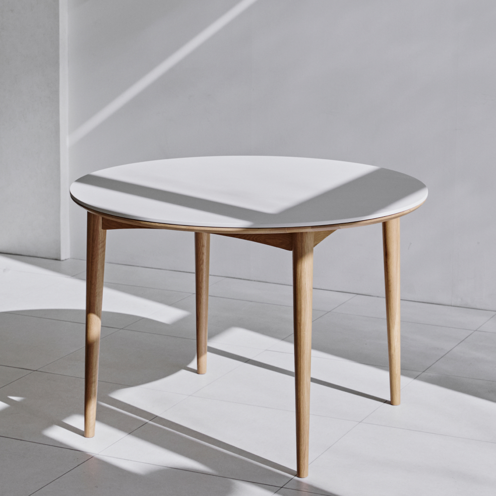 라프 플랫 오크 원목테이블 세라믹 원형테이블 4인용 식탁 단품/세트 1100