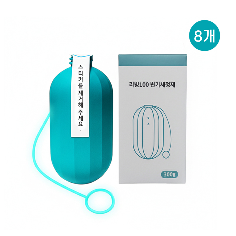 리빙100 클린 대용량 자동 변기세정제 변기클리너 300g (위생줄포함) 8개입 - 상품 이미지