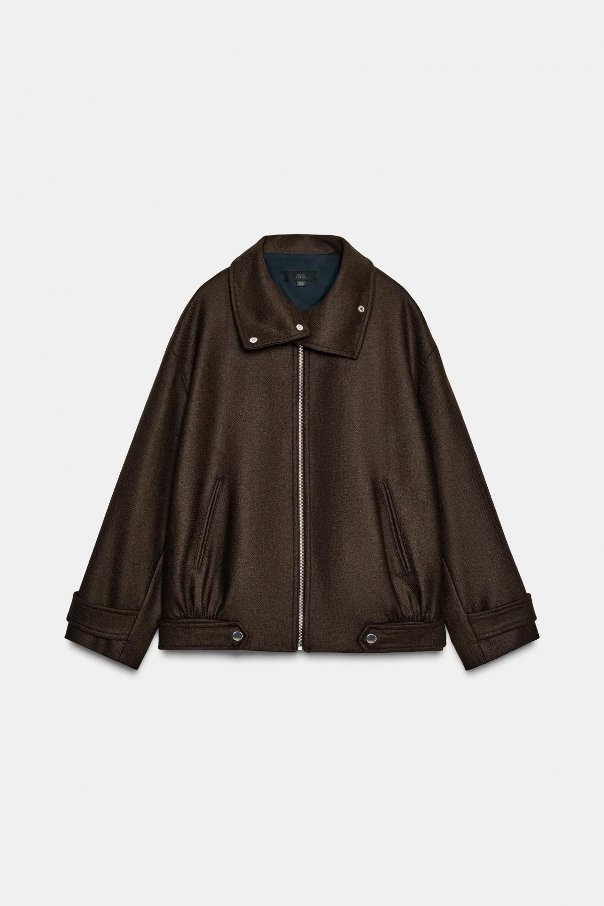 자라 울 블렌드 하이넥 봄버 재킷 9386/323 BROWN - 상품 이미지