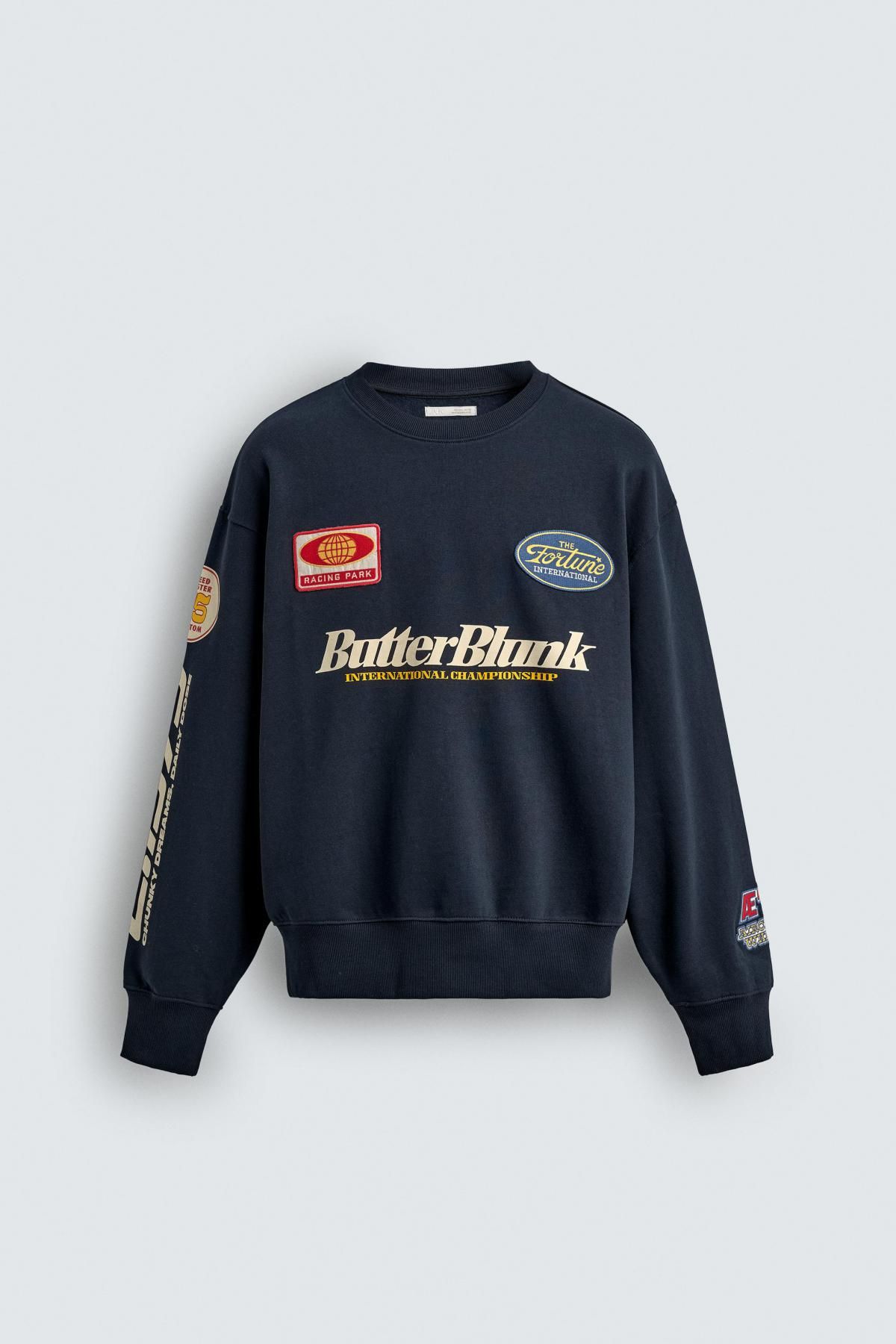자라 패치 라운드넥 스웨트셔츠 0962/397 NAVY BLUE - 상품 이미지