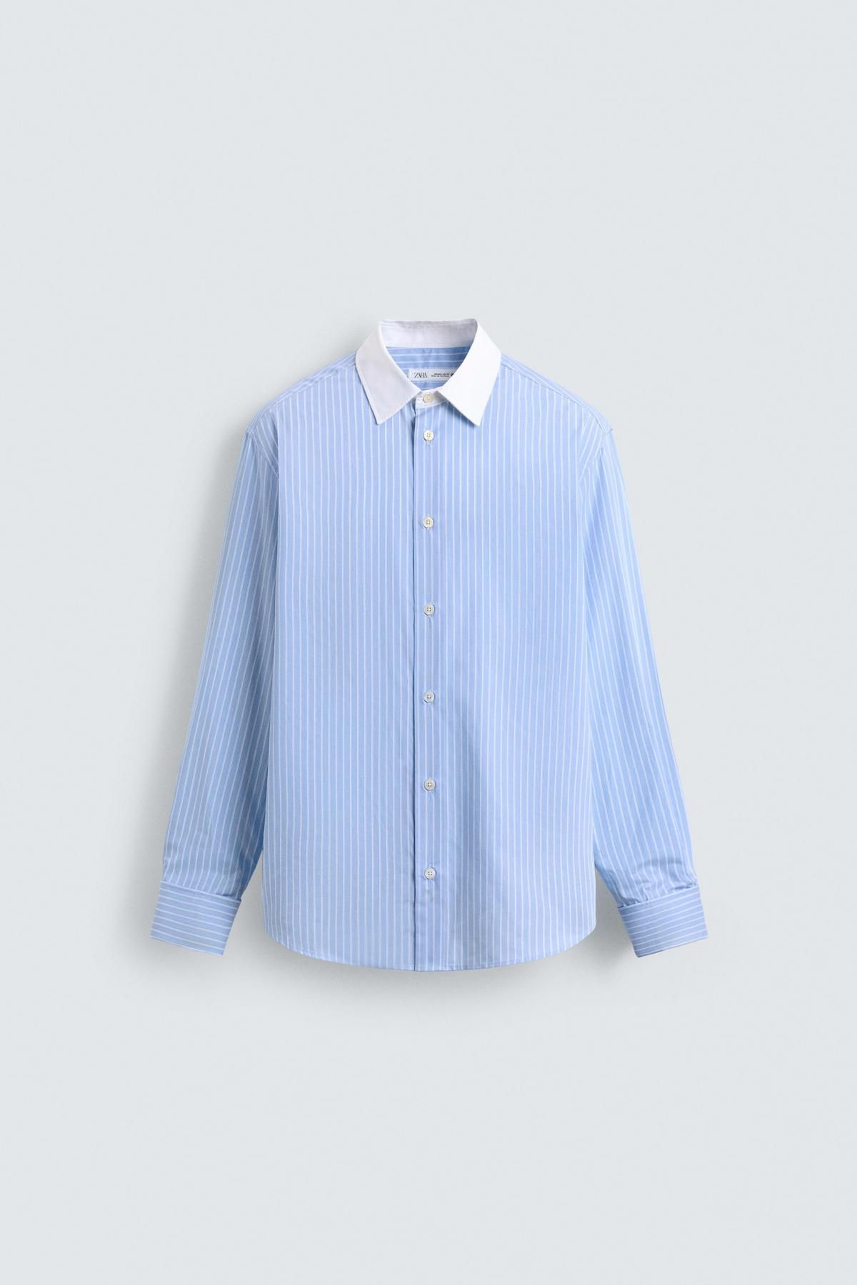 자라 스트라이프 클래식 더블 커프스 셔츠 5679/235 SKY BLUE - 상품 이미지