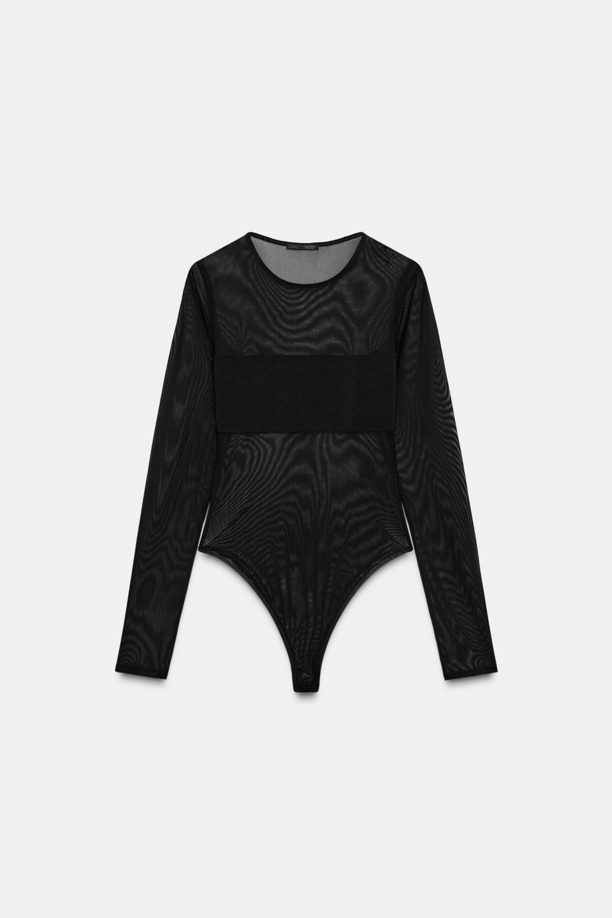 자라 시스루 라운드넥 긴팔 바디수트 5039/860 BLACK - 상품 이미지