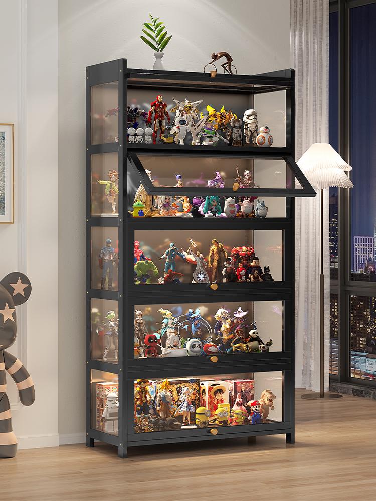 레고 진열대 전시대 투명 아크릴 피규어장식장 방진  블랙 5단 80cm