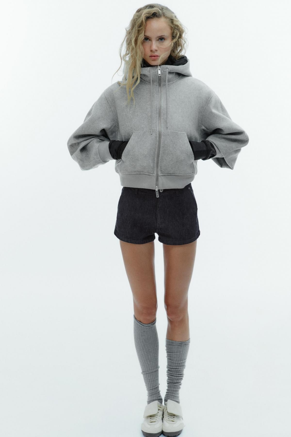 자라 소프트 퍼프슬리브 집업 후드티 5063/795 LIGHT GREY - 상세 이미지 2