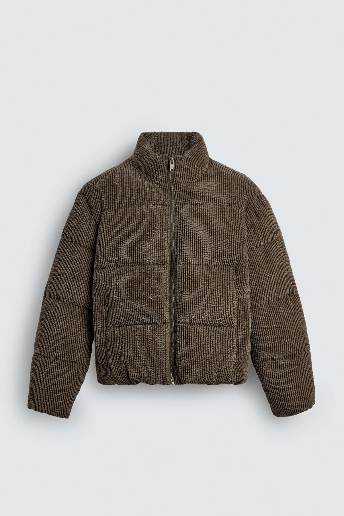 자라 테크니컬 코듀로이 패딩 집업 재킷 3833/305 BROWN / TAUPE - 상품 이미지