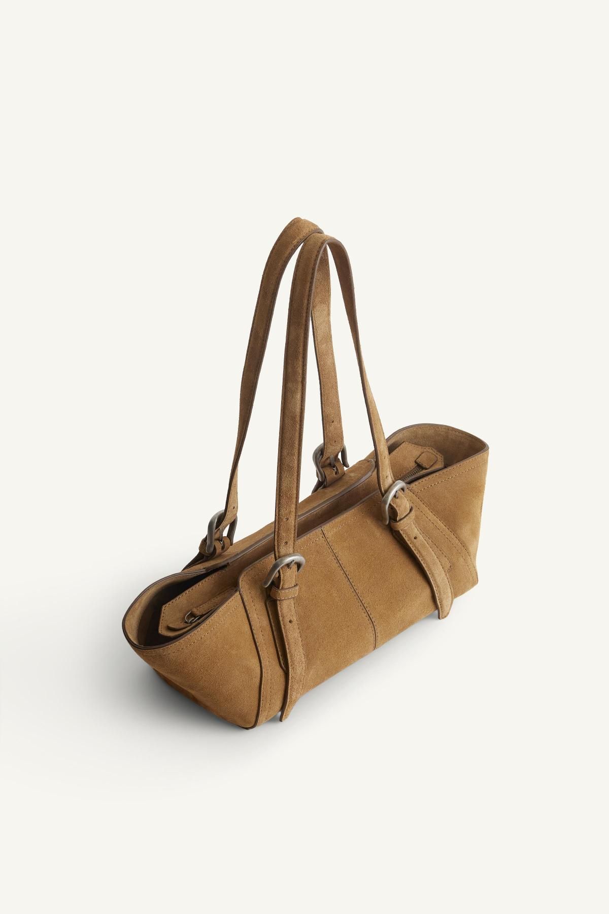 자라 베이직 레더 롱 숄더백 6492/610 MEDIUM BROWN - 상세 이미지 4