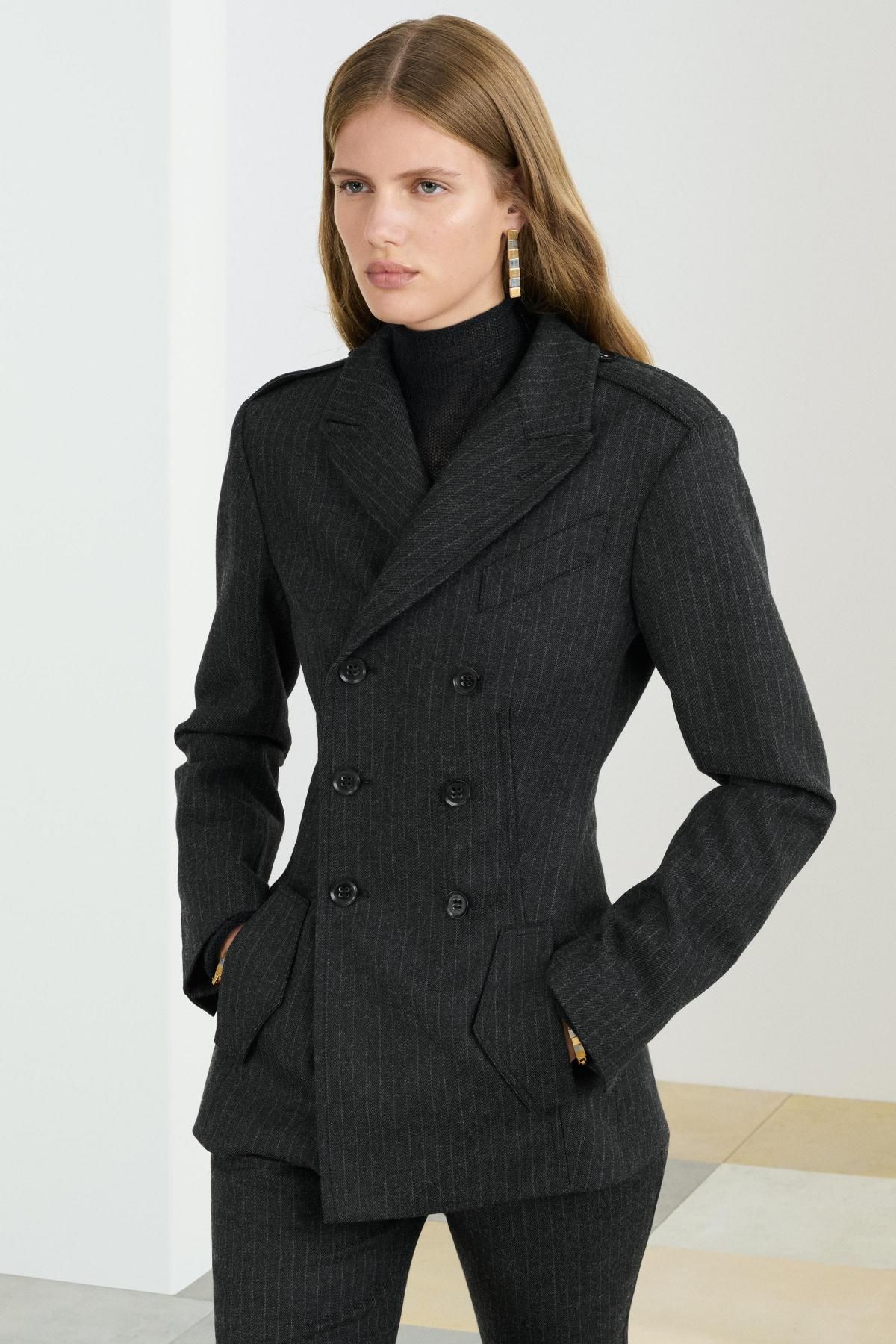 자라 핀스트라이프 더블브레스트 울 블레이저 8929/224 DARK GREY - 상세 이미지 4