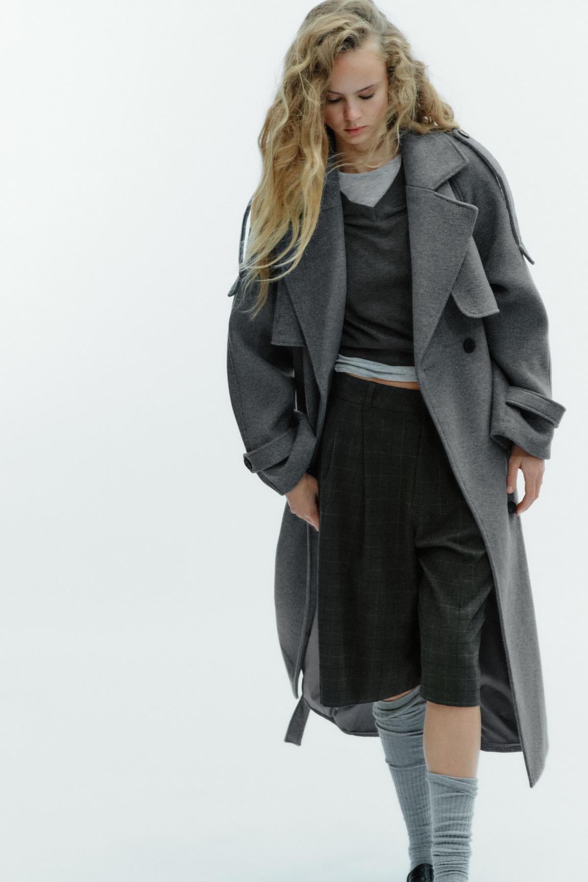 자라 더블브레스트 벨트 롱 코트 1255/892 GREY MARL - 상세 이미지 3
