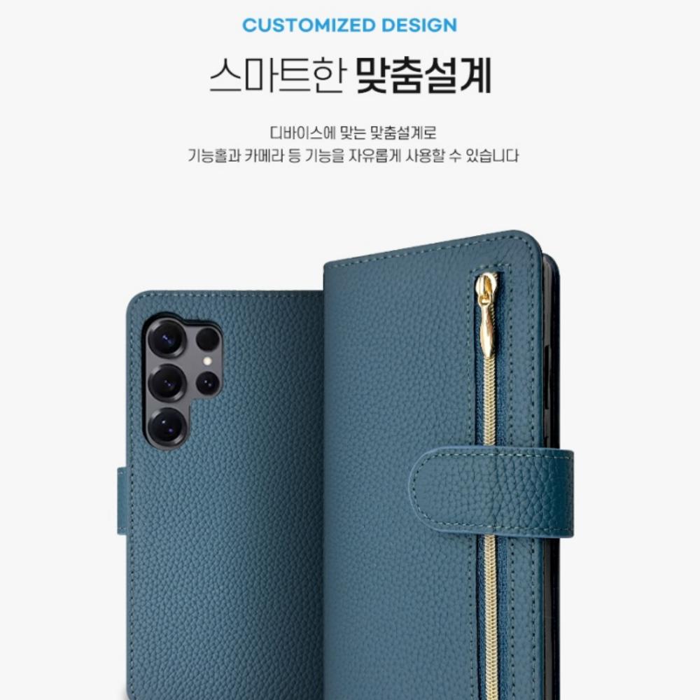 케이디 천연 소가죽 지퍼형 다이어리 카드 지갑 케이스 버건디, 갤럭시A24 이미지 6