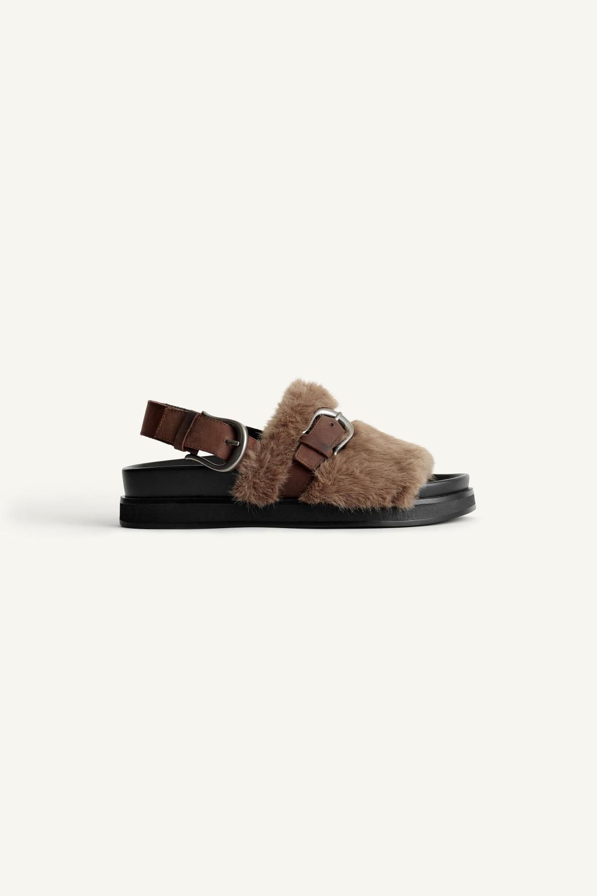 자라 트렌디 퍼 스트랩 샌들 4610/610 BROWN - 메인 이미지