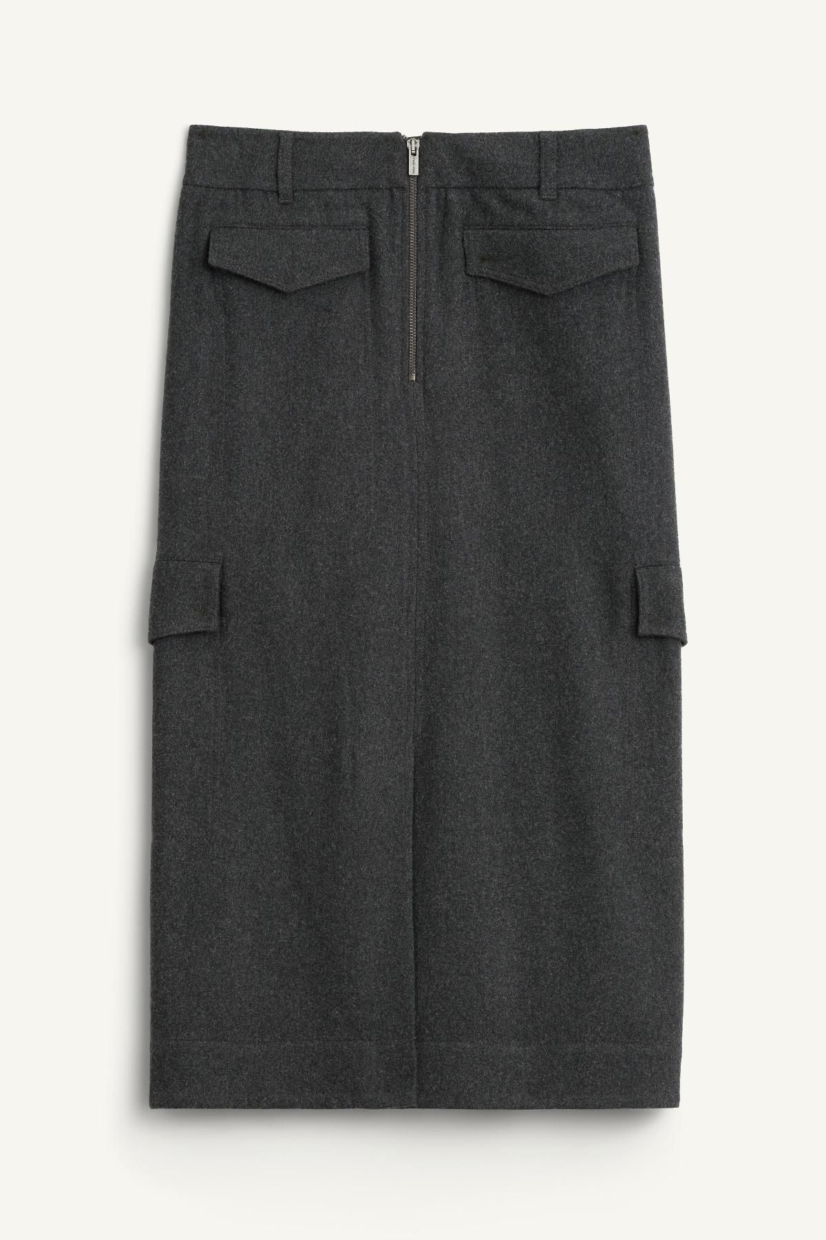자라 울 블렌드 미디 카고 스커트 8981/250 MID-GREY - 상세 이미지 5