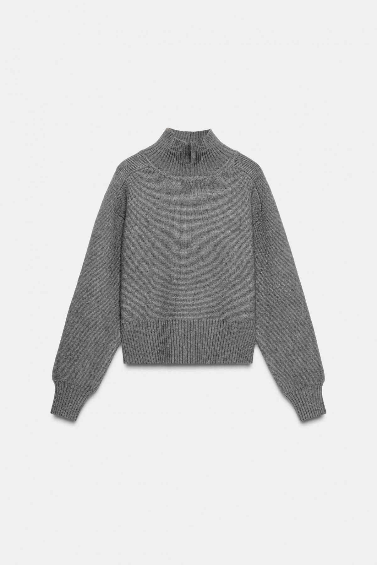 자라 베이직 하이넥 카라 오프닝 니트 스웨터 8146/112 GREY MARL - 상품 이미지