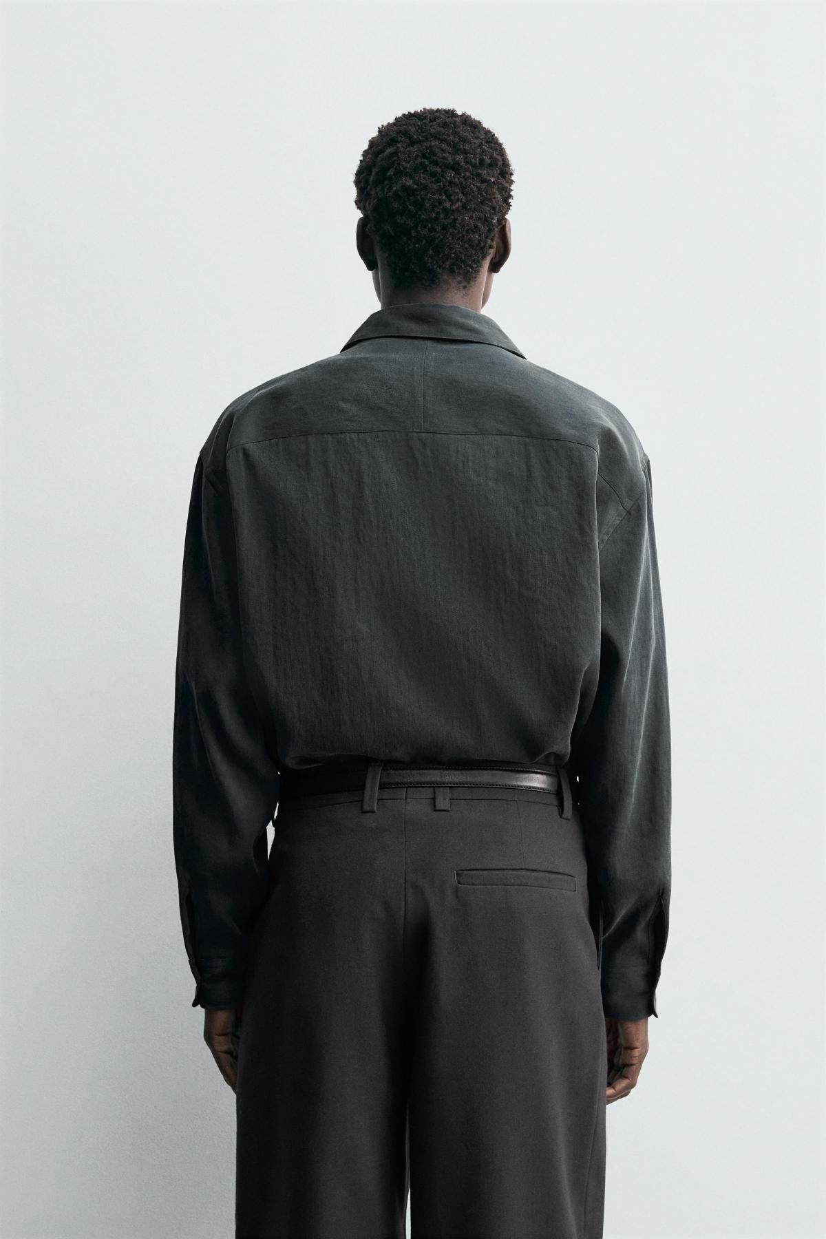 자라 릴랙스핏 테크니컬 긴팔 셔츠 9369/180 DARK GREY - 상세 이미지 4
