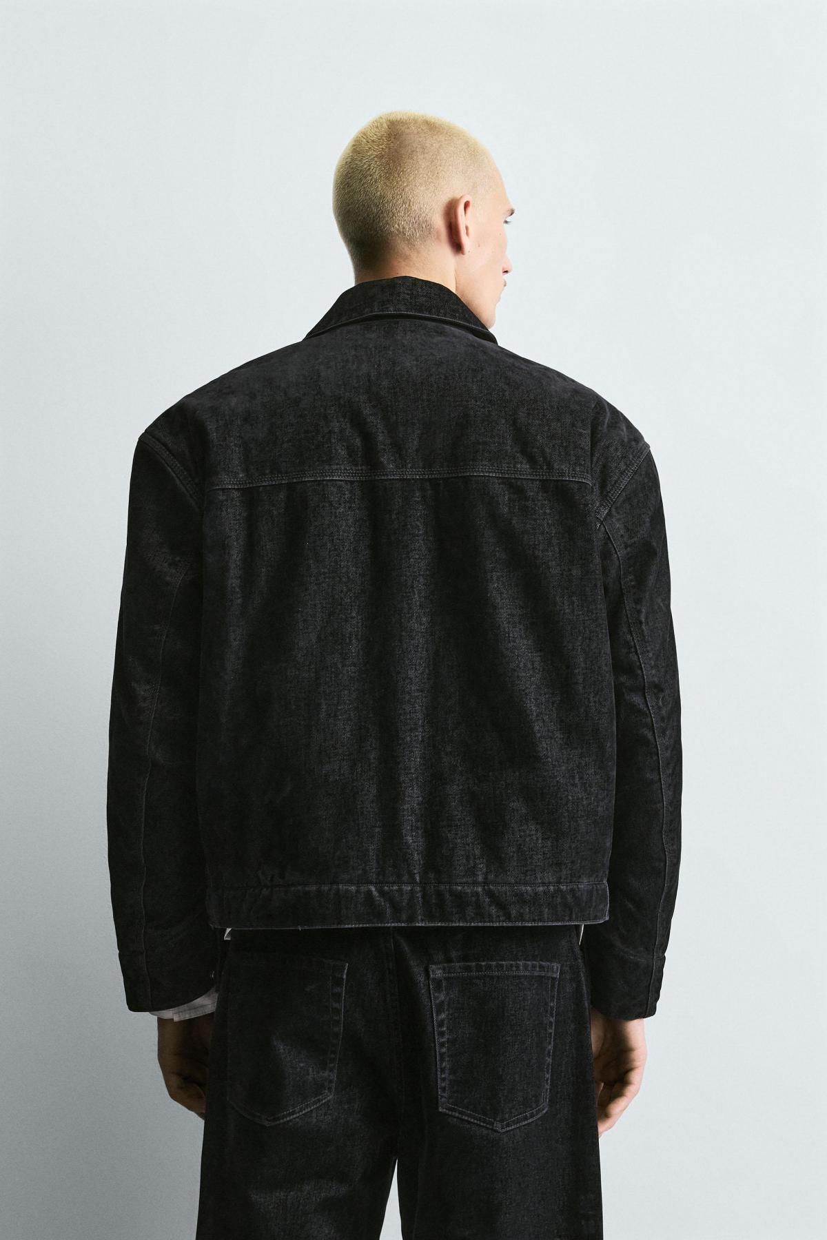 자라 베이직 릴렉스핏 벨루어 집업 재킷 4575/320 BLACK - 상세 이미지 4