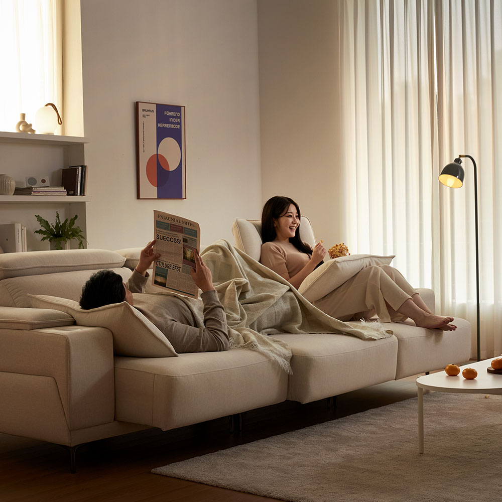 모던홈즈 스너글 패브릭 슬라이딩 모션 리클라이너 4인 소파