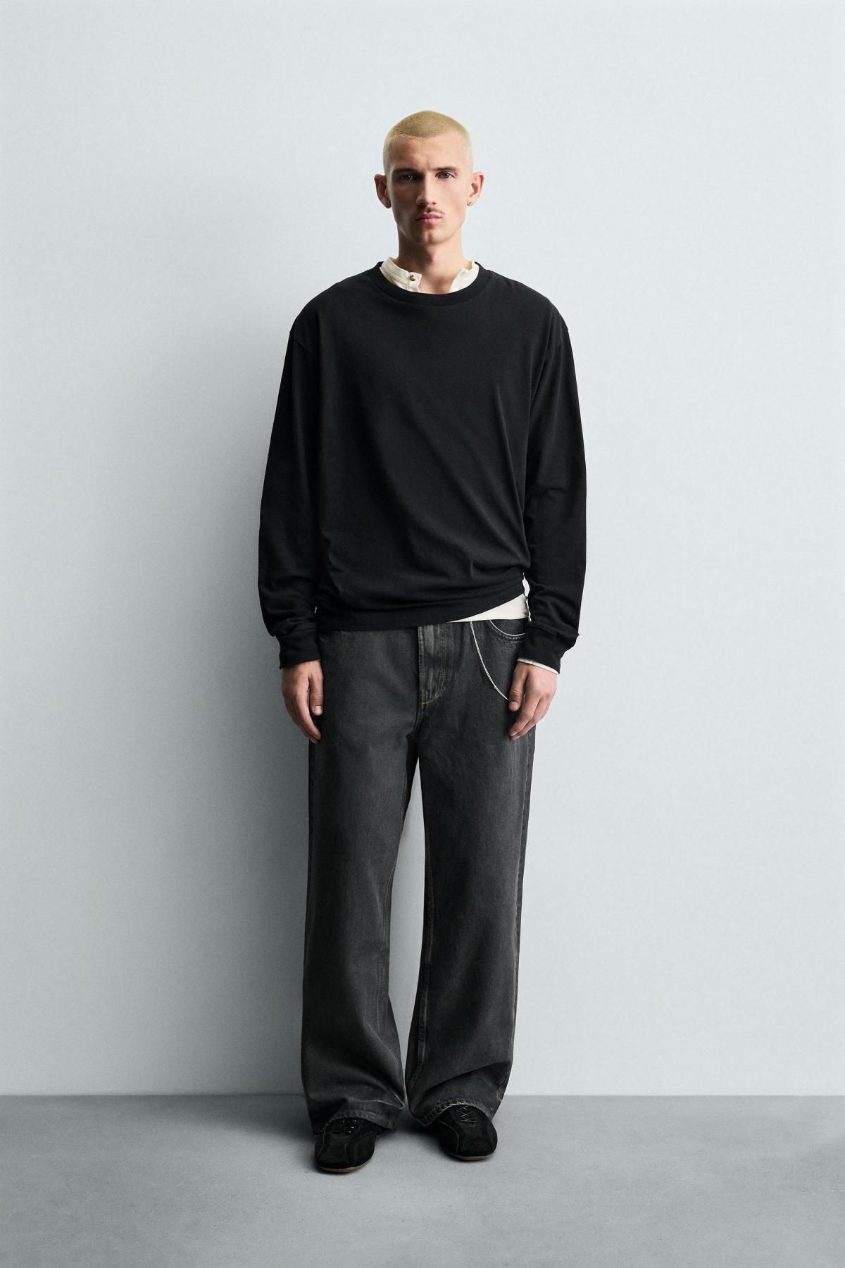 자라 왁스드 테크니컬 배기핏 데님 팬츠 9794/380 CHARCOAL - 상세 이미지 2