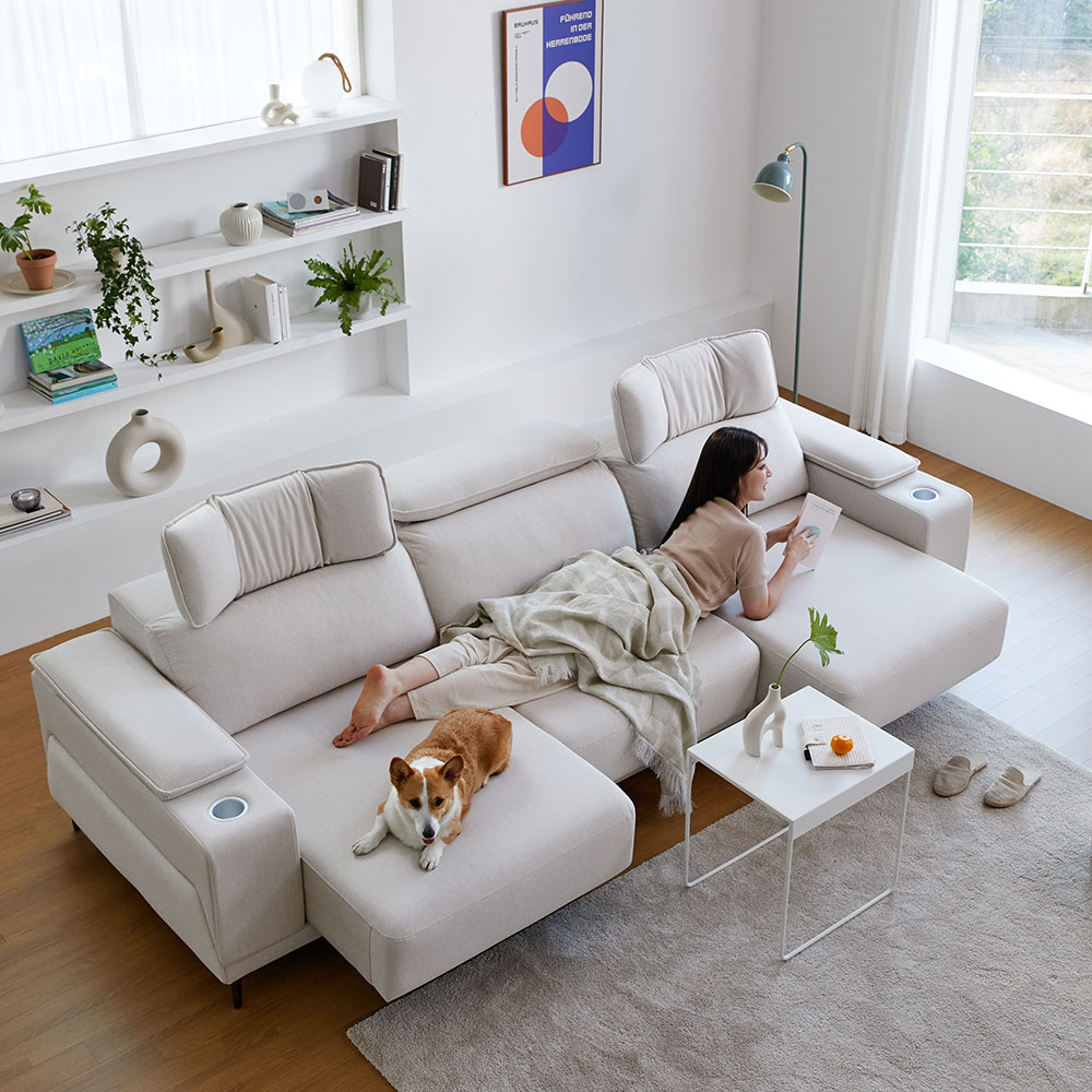 모던홈즈 스너글 패브릭 슬라이딩 모션 리클라이너 4인 소파