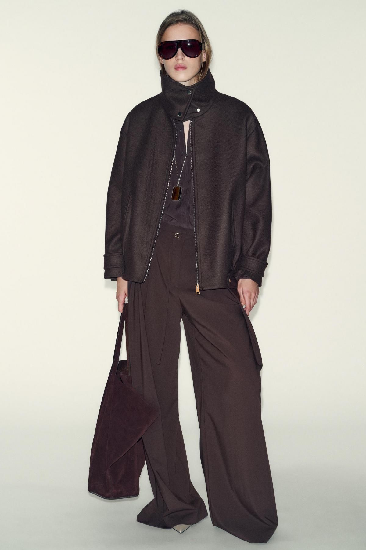 자라 울 블렌드 하이넥 봄버 재킷 9386/323 BROWN - 상세 이미지 2