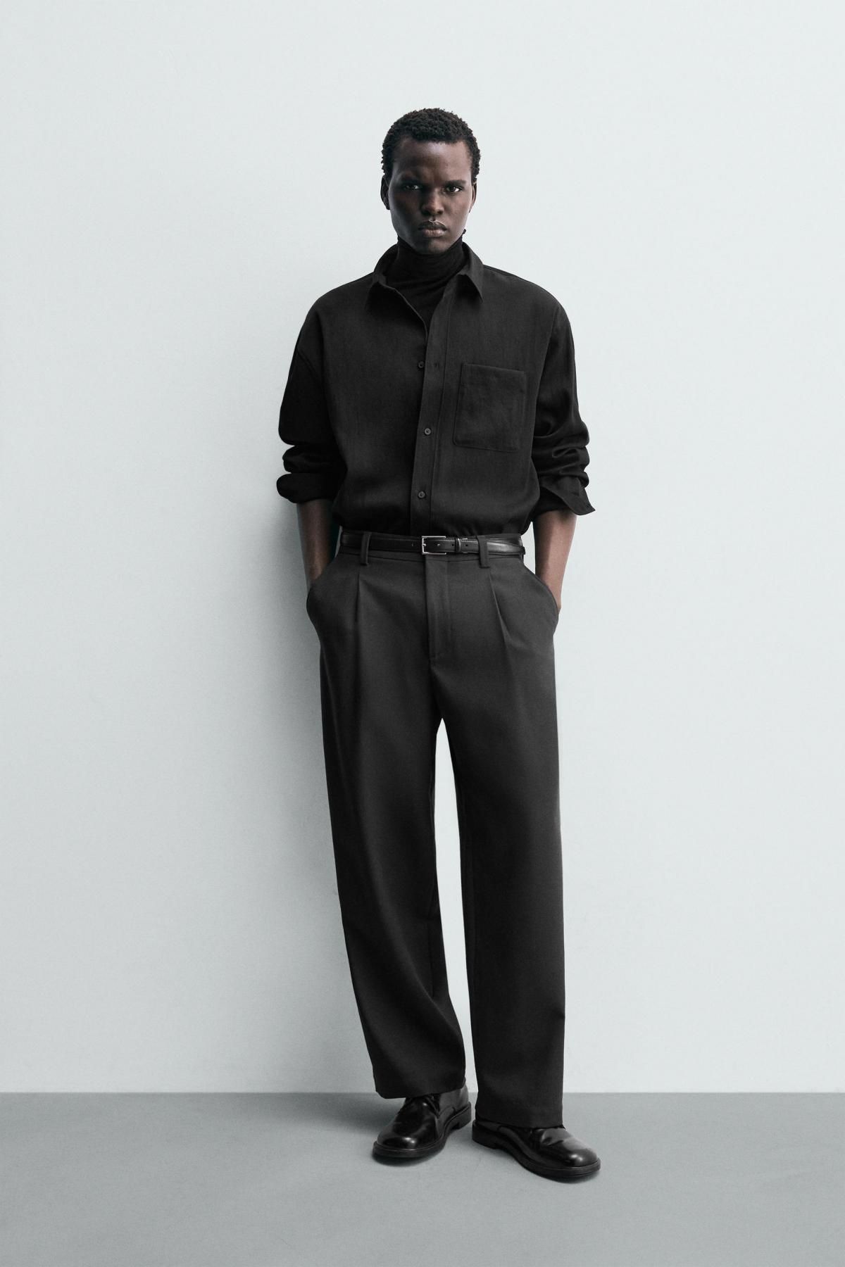 자라 릴랙스핏 테크니컬 블랙 긴팔 셔츠 9369/180 BLACK - 상세 이미지 2