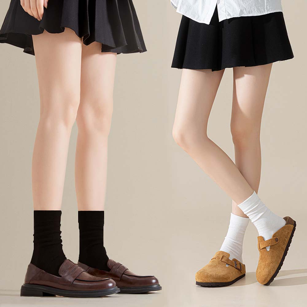 면 무압박양말 10켤레 세트 임산부 돌돌이 루즈삭스 긴목 무지 학생 검정 흰 양말 - 상품 이미지