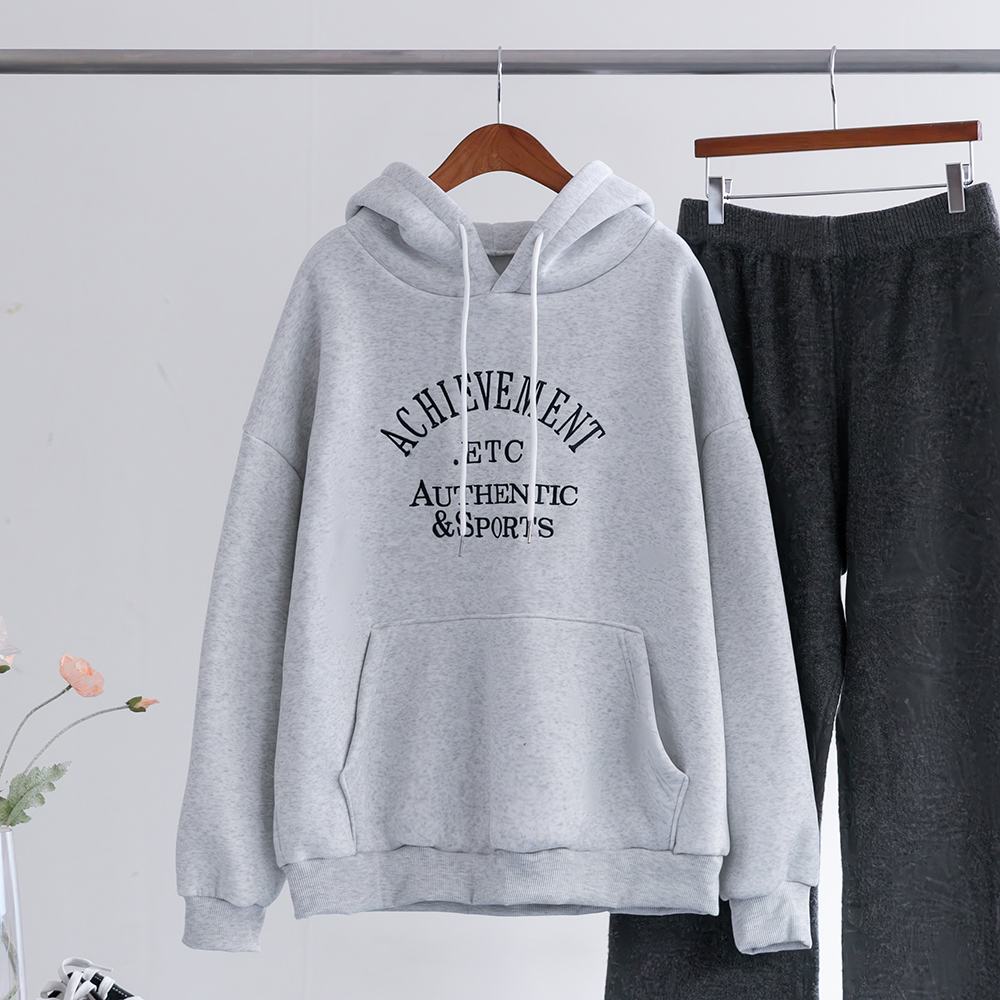 [오픈할인/정상가19800] 에틸 기모 후드 루즈핏 데일리 겨울 캥거루포켓 레터링 티셔츠 - 상세 이미지 2