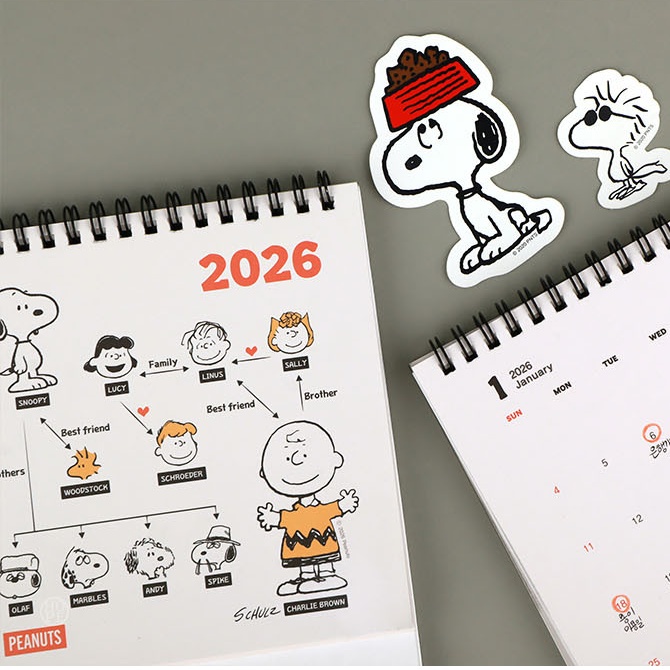 2026 피너츠 탁상달력 26년 스누피 데스크캘린더 2026년 귀여운 책상달력 - 상세 이미지 3