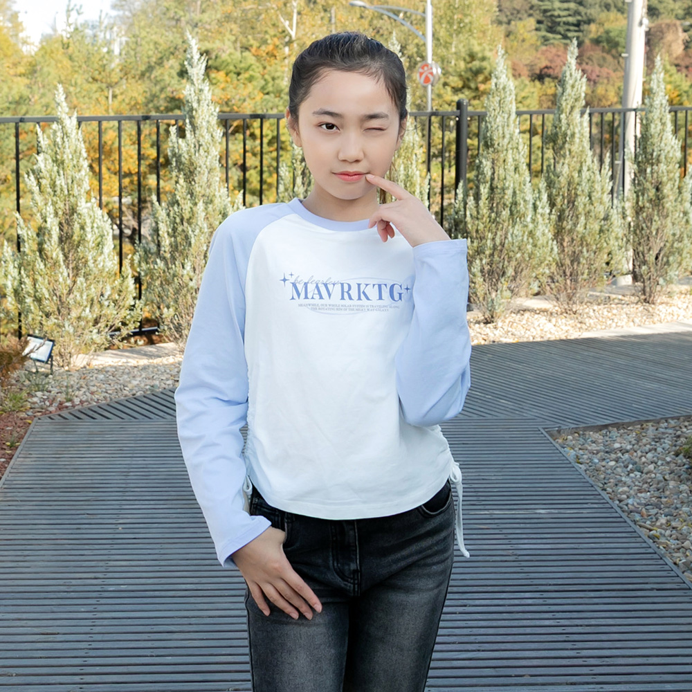 더데이걸 허리셔링 래글런 티셔츠 TGLA25W02 - 상품 이미지