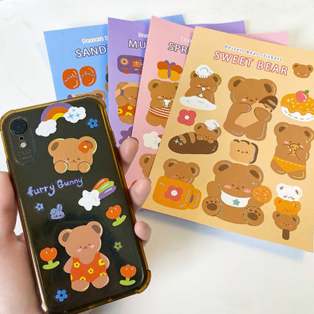 중국OEM 귀여운 곰돌이 폰꾸스티커 다꾸스티커 리뷰이벤트 노트북 응원