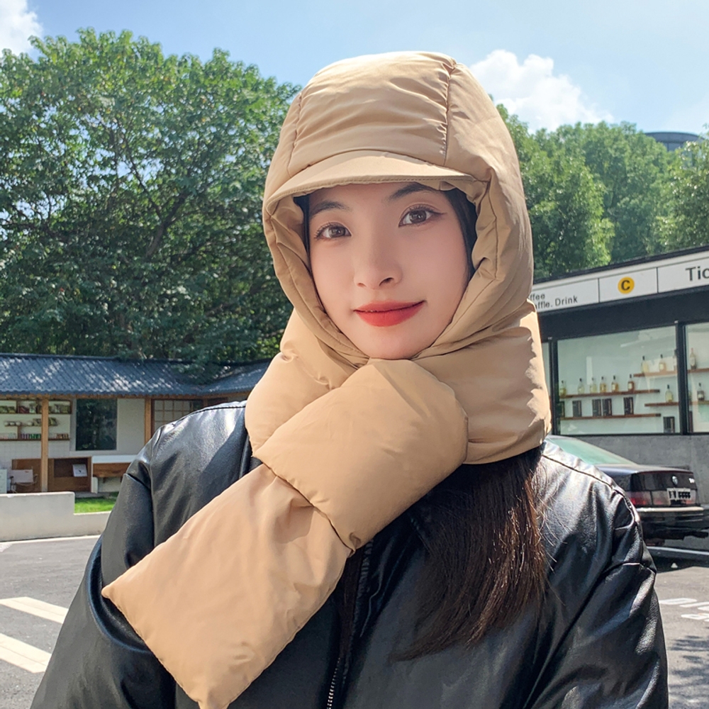패딩바라클라바 후드 넥워머 겨울 목도리 방한모자 경량 여성 골프 방한마스크 보온 - 상세 이미지 5