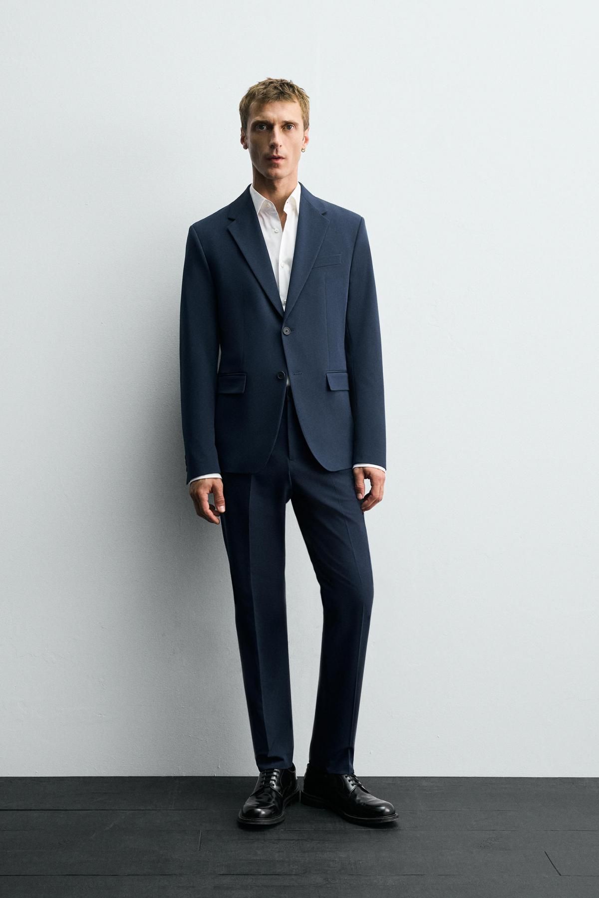 자라 슬림핏 네이비 수트 블레이저 1564/600 BLUISH - 상세 이미지 2
