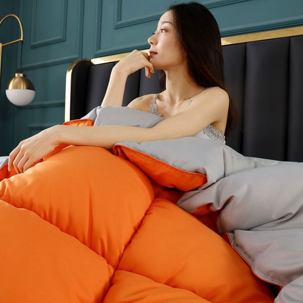 구스다운 이불 사계절용 알러지케어 간절기용 호텔침구 AB측-블루 그레이 150x200cm 3파운드 여름용 - 상세 이미지 2