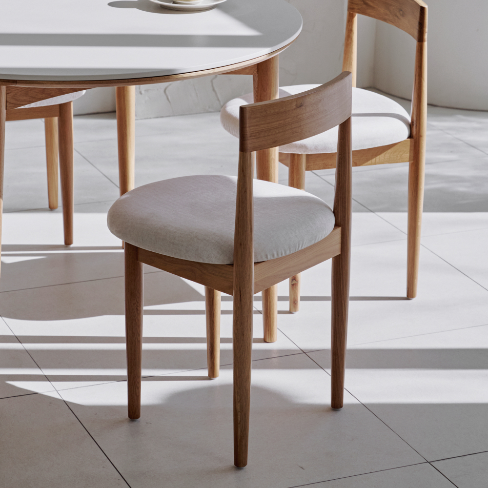 라프 플랫 오크 원목테이블 세라믹 원형테이블 4인용 식탁 단품/세트 1100