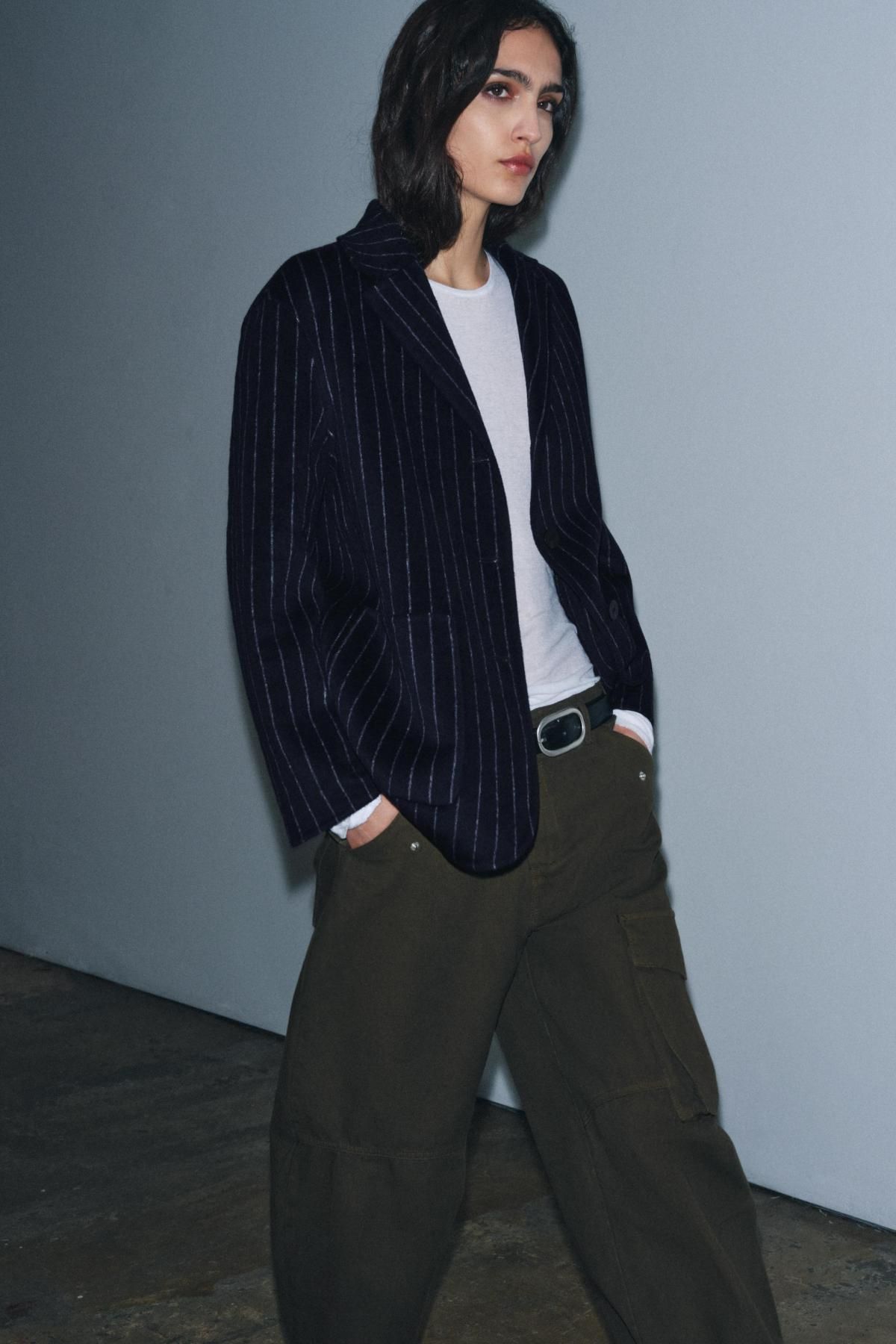 자라 테크니컬 핀스트라이프 울 테일러드 재킷 7522/247 STRIPED - 상세 이미지 5