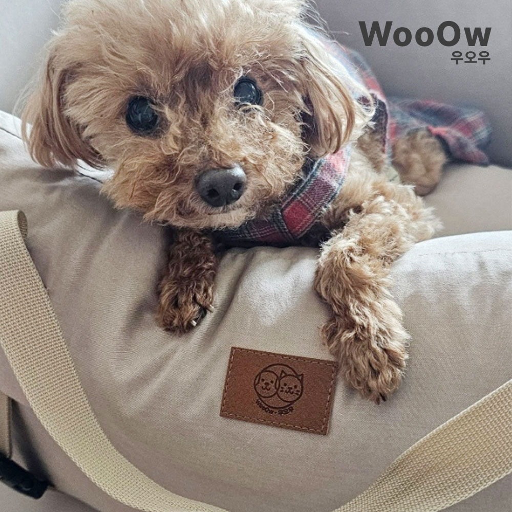 우오우 강아지 카시트 이동가방 대형 뒷자리 조수석 자동차시트 아이보리 M - 상세 이미지 4