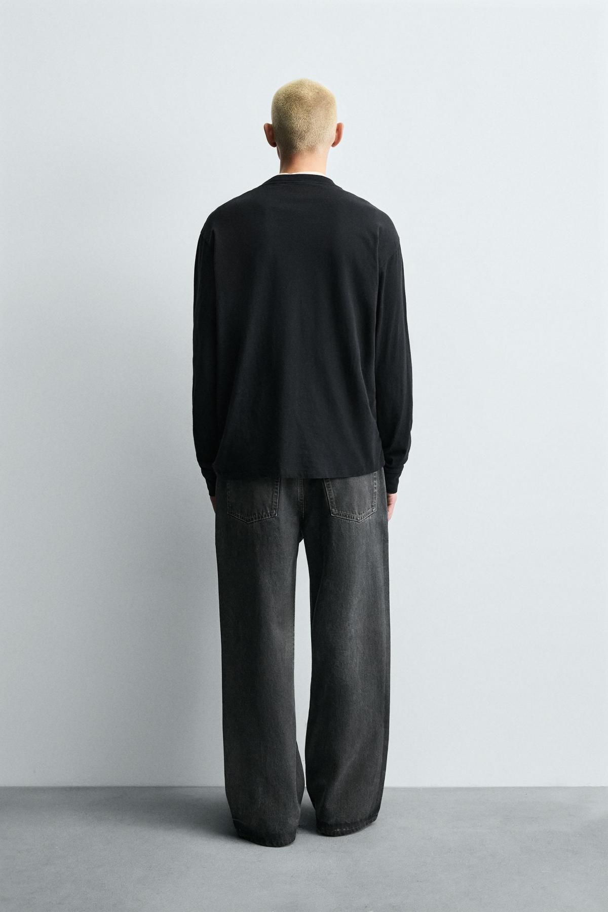 자라 왁스드 테크니컬 배기핏 데님 팬츠 9794/380 CHARCOAL - 상세 이미지 4