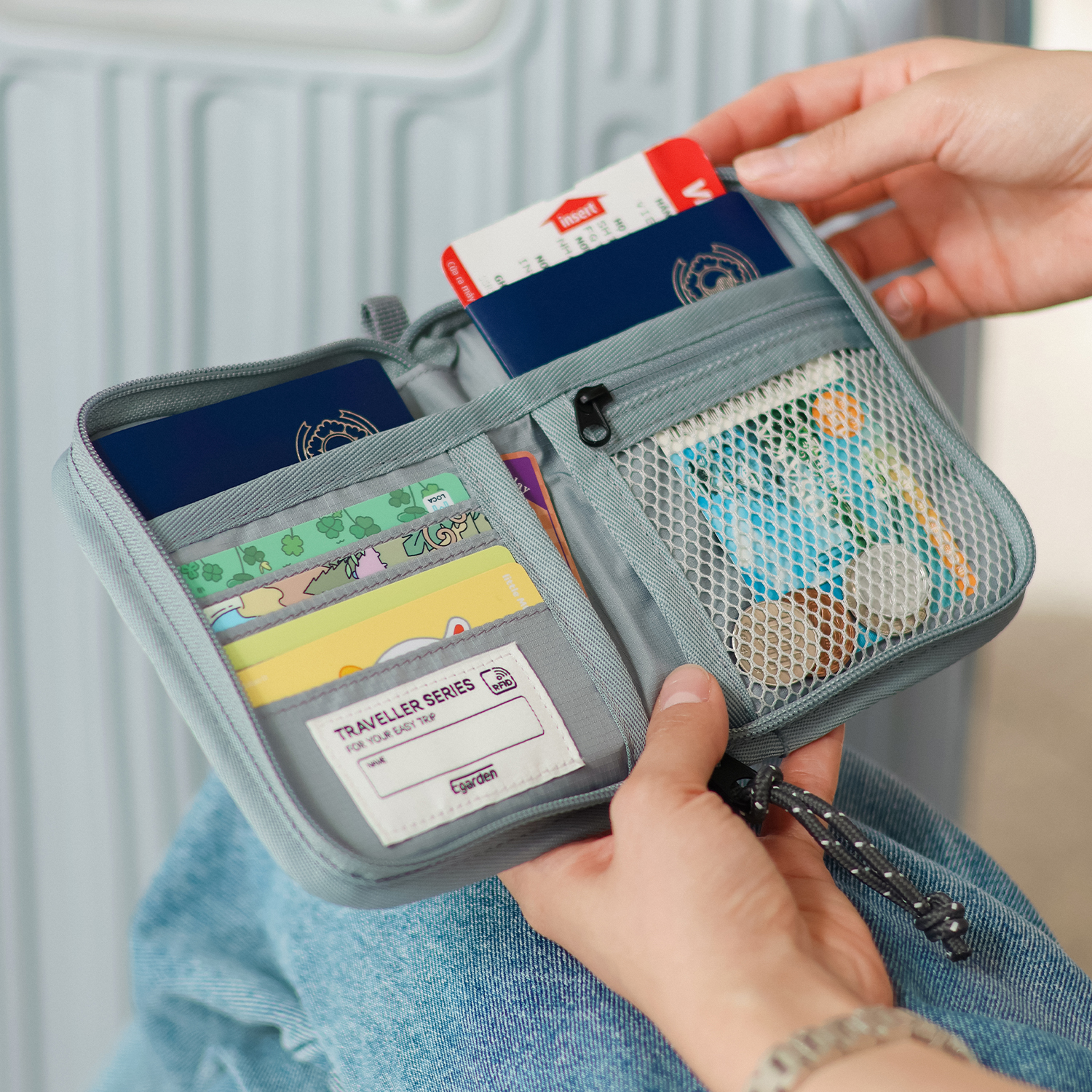 에가든 트래블러 패스포트 소프트 RFID 차단 여행용 지갑 여행 여권 케이스 - 상세 이미지 4
