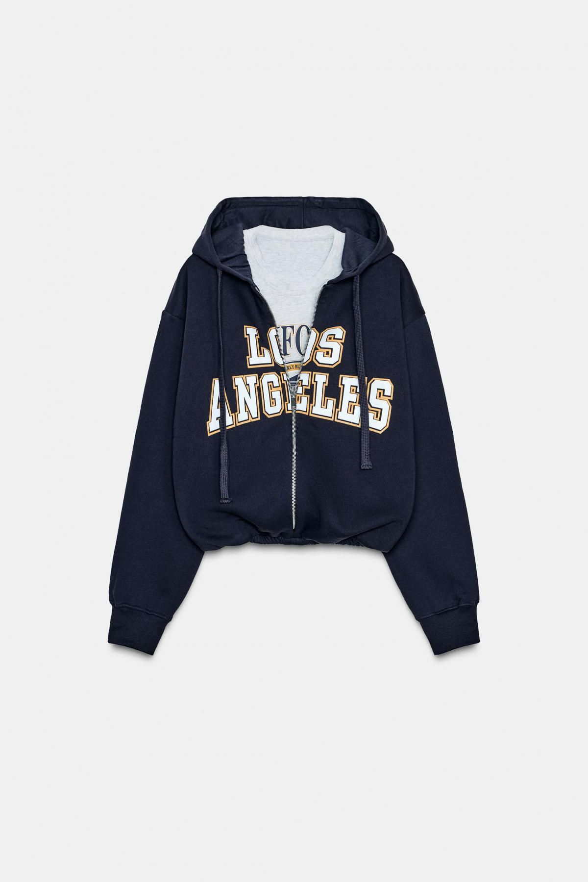 자라 바시티 집업 후드 스웨트셔츠 0264/824 NAVY BLUE - 상품 이미지