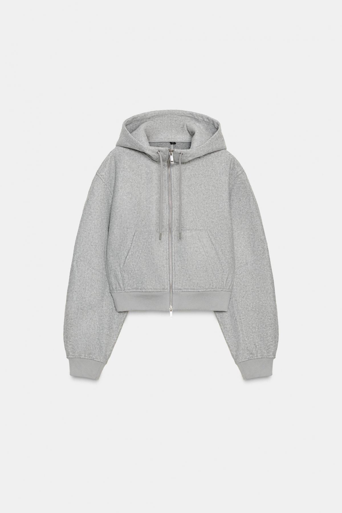 자라 소프트 퍼프슬리브 집업 후드티 5063/795 LIGHT GREY - 상품 이미지