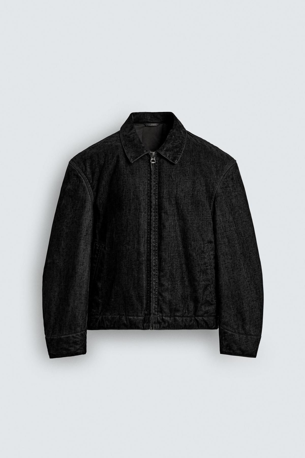 자라 베이직 릴렉스핏 벨루어 집업 재킷 4575/320 BLACK - 상품 이미지