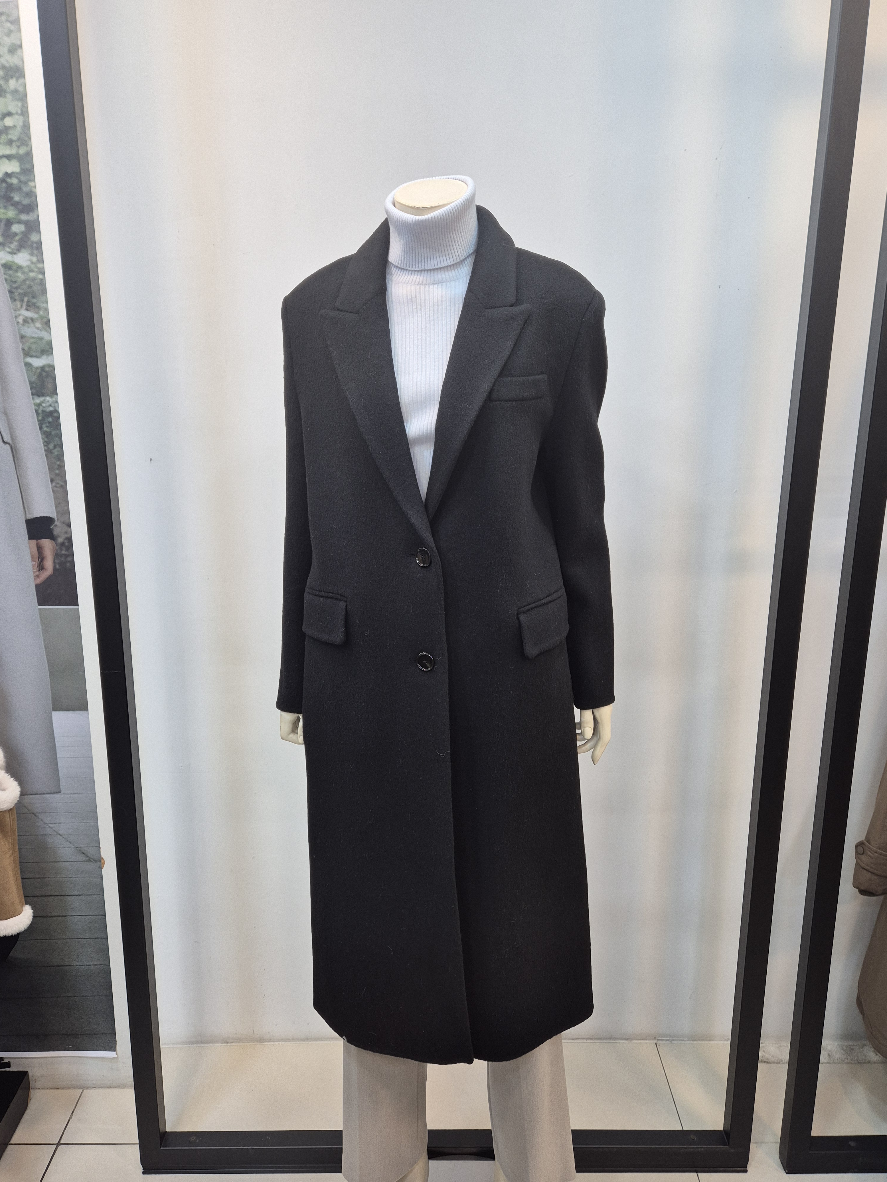 쉬즈미스 싱글핸드메이드코트  울혼방롱코트 하객룩 결혼식 P441100