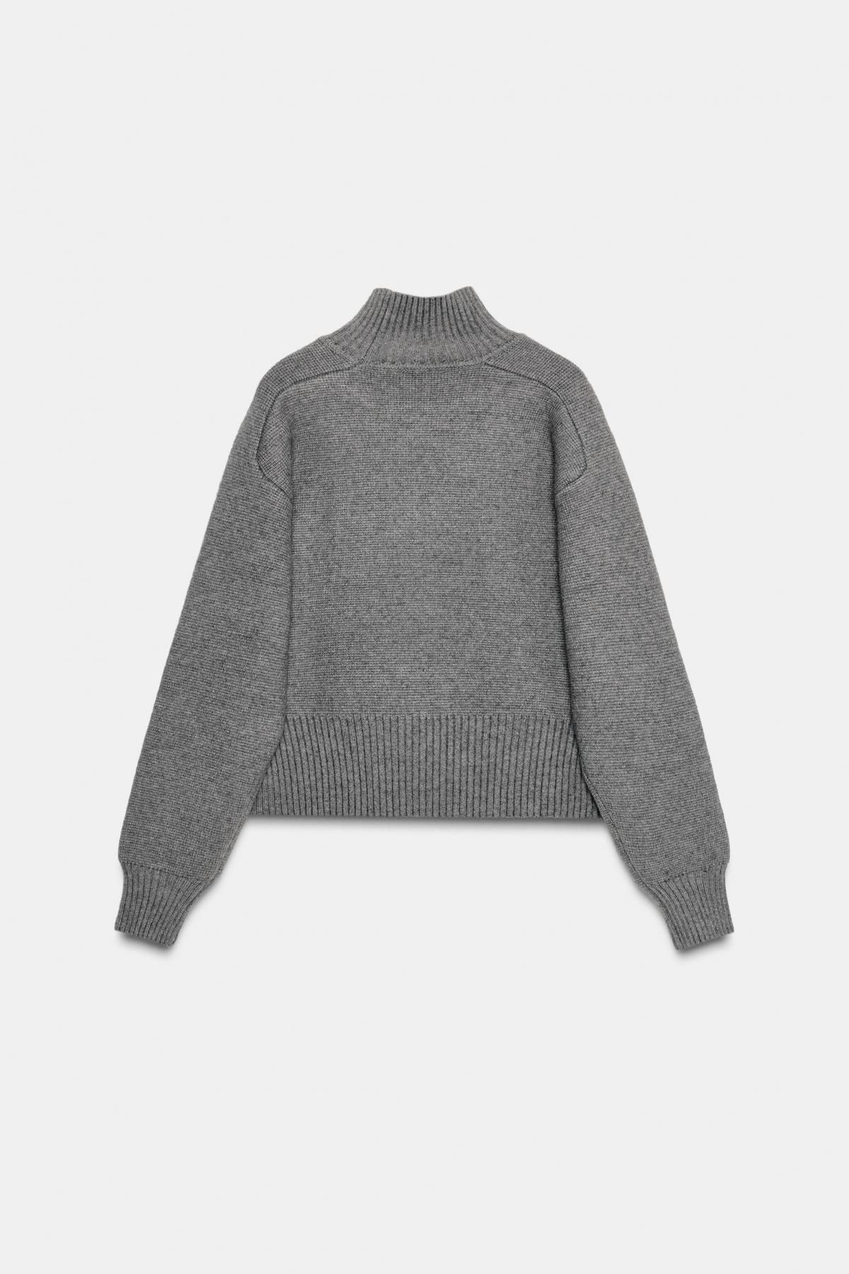 자라 베이직 하이넥 카라 오프닝 니트 스웨터 8146/112 GREY MARL 이미지 7