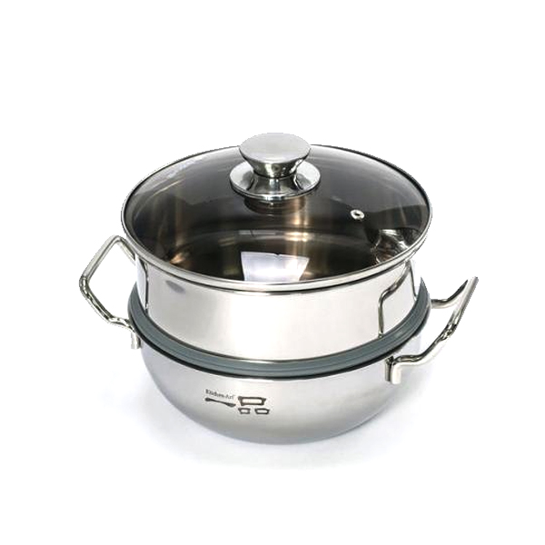 키친아트 통3중 찜냄비 스텐304 인덕션 찜기 찜솥 20cm - 상품 이미지