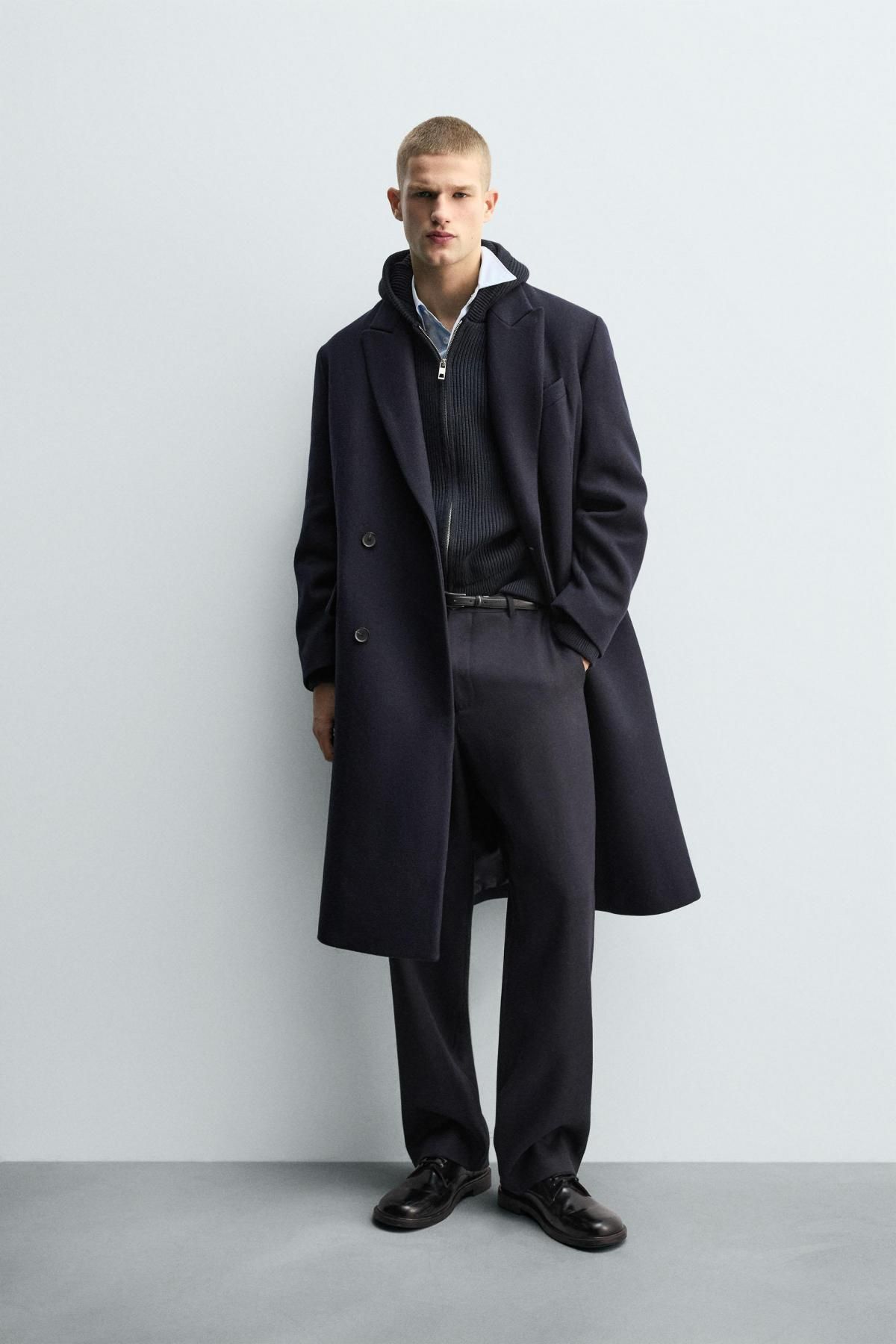 자라 클래식 블랙 울 더블 코트 6805/987 BLUE - 상세 이미지 2