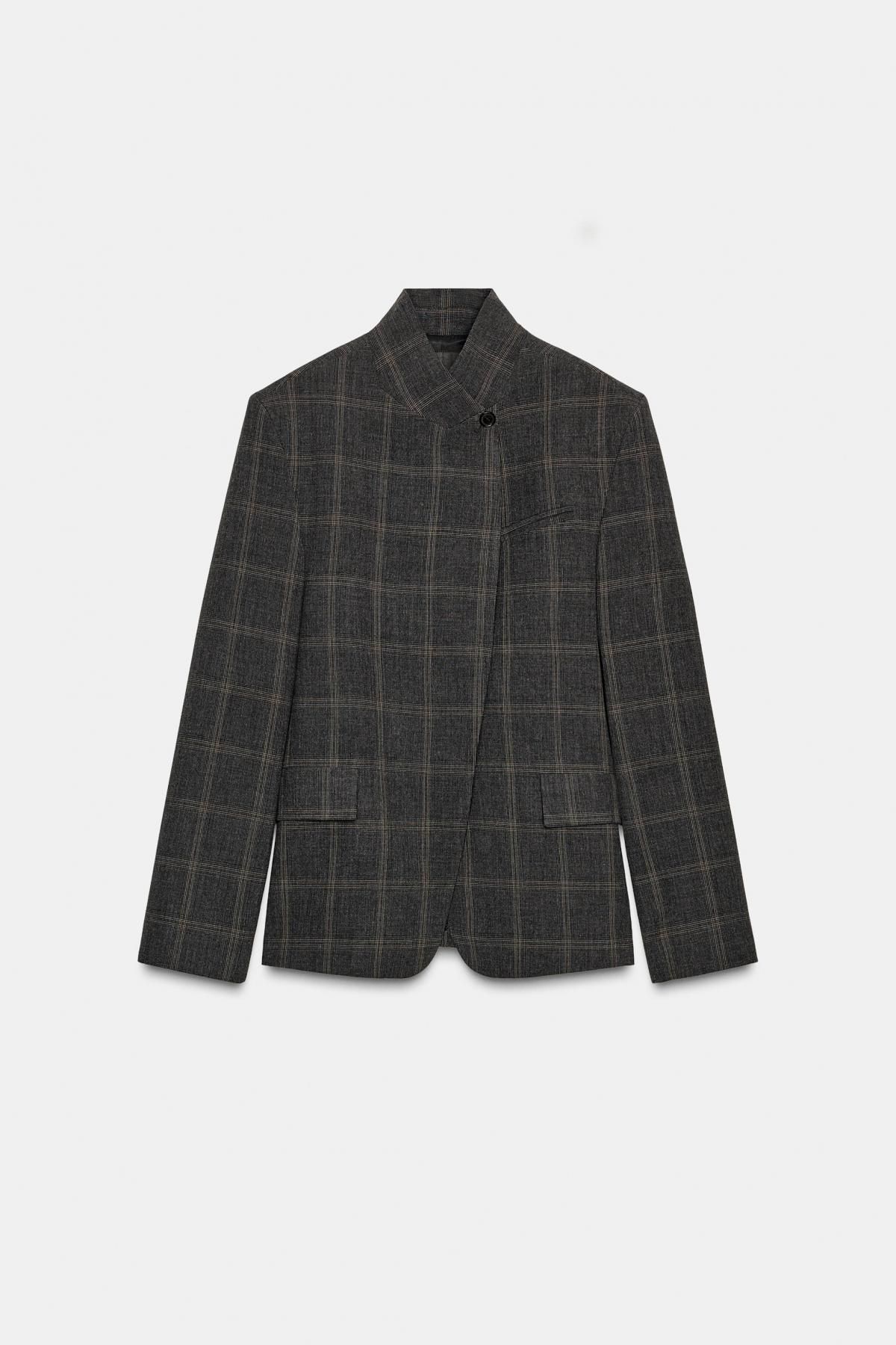 자라 테일러드 체크 하이넥 블레이저 8504/981 GREY MARL - 상품 이미지