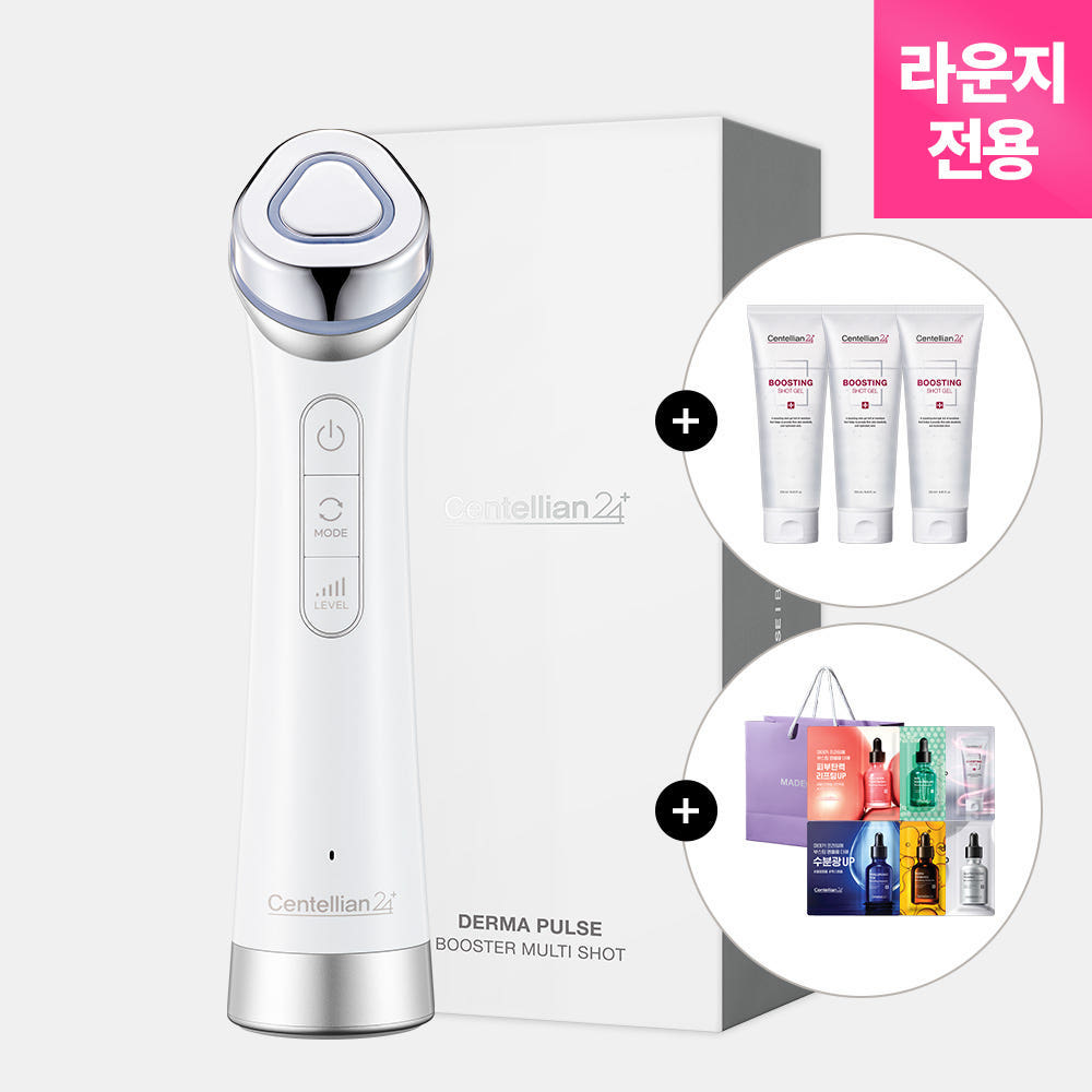 [라운지전용]동국제약 센텔리안24 더마펄스 부스터 멀티샷 + 부스팅 샷젤 150ml x3개+샤쉐 6종+쇼핑백 / 뷰티디바이스 얼굴마사지기 홈케어기기 제품 이미지